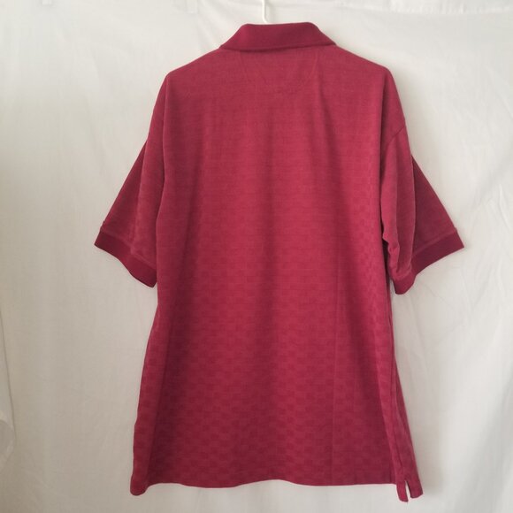 Reebok Golf Mens L Short Sleeve Polo Shirt Solid Maroon Checkered Pattern Logo - Picture 5 of 12